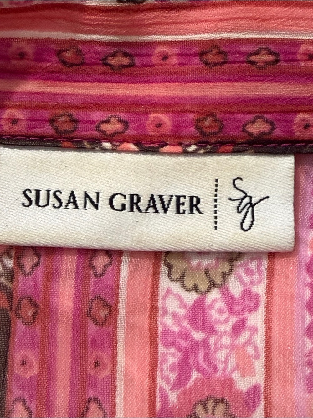 Susan Graver Womens Sheer Paisley Button Up Top Size 2X Pink Long Sleeve Office - Picture 3 of 8